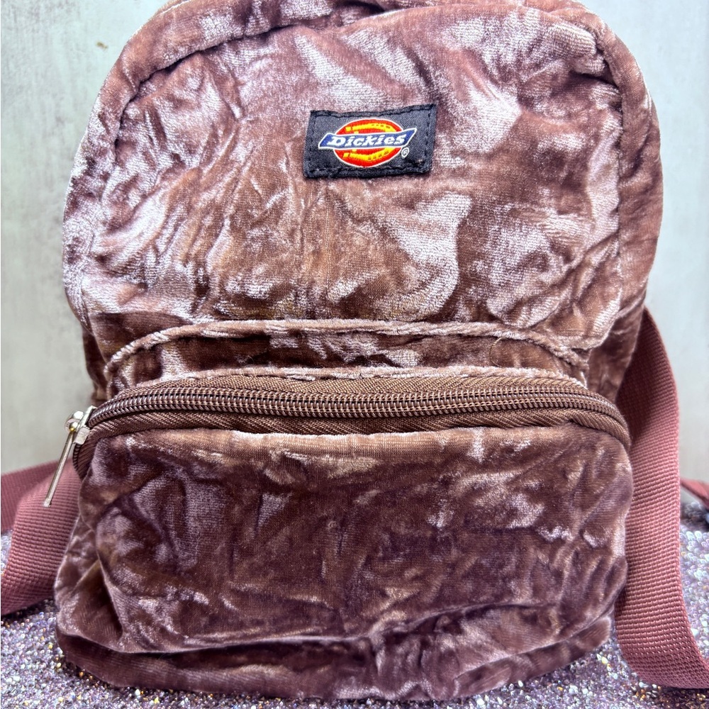 Dickies Crushed Velvet Mini Backpack in Mauve-Brown Vintage 1990’s PRE-Washed
